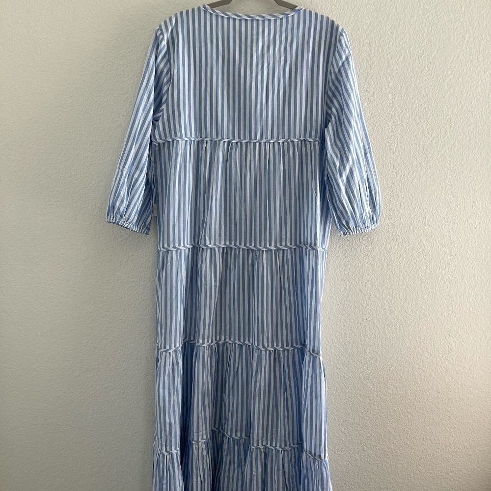 NWT SEA LEVEL SWIM | Summer Beach Striped Sails Boho Maxi Dress in Blue | Size M - Picture 5 of 13